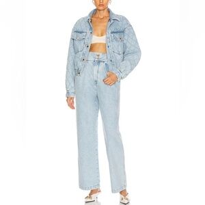 Alessandra Rich Wide Leg High Waist‎ Embellished Button Jeans Sz 26